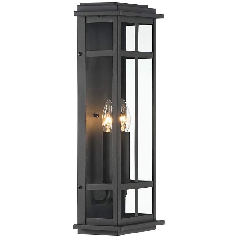 Image 5 Possini Euro Metrix 20 inch High Black 2-Light Rectangular Wall Sconce more views