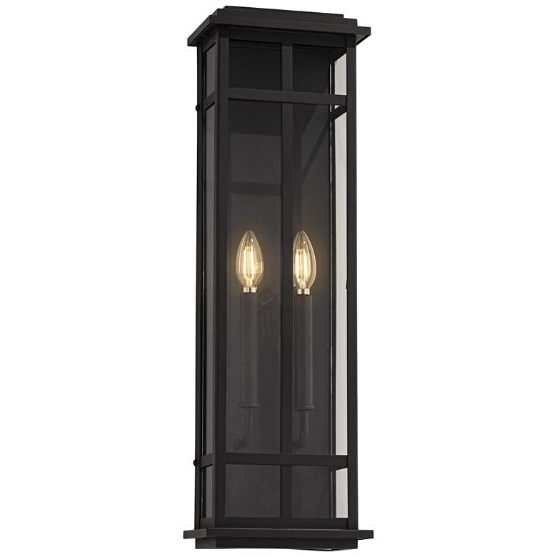 Image 2 Possini Euro Metrix 26" High Black 2-Light Rectangular Outdoor Light