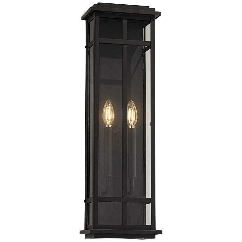 Image 2 Possini Euro Metrix 26 inch High Black 2-Light Rectangular Outdoor Light