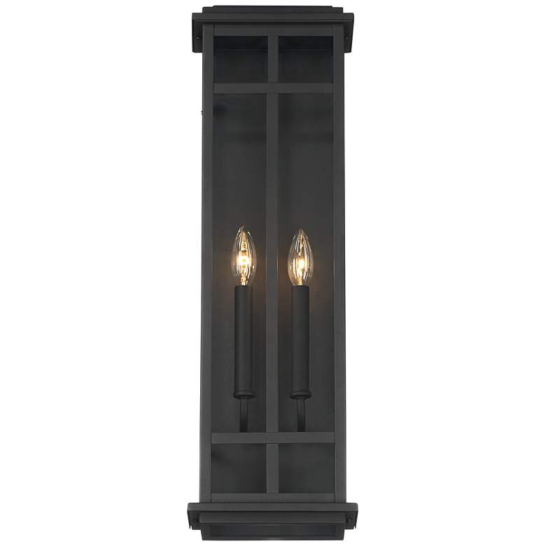 Image 4 Possini Euro Metrix 26 inch High Black 2-Light Rectangular Outdoor Light more views