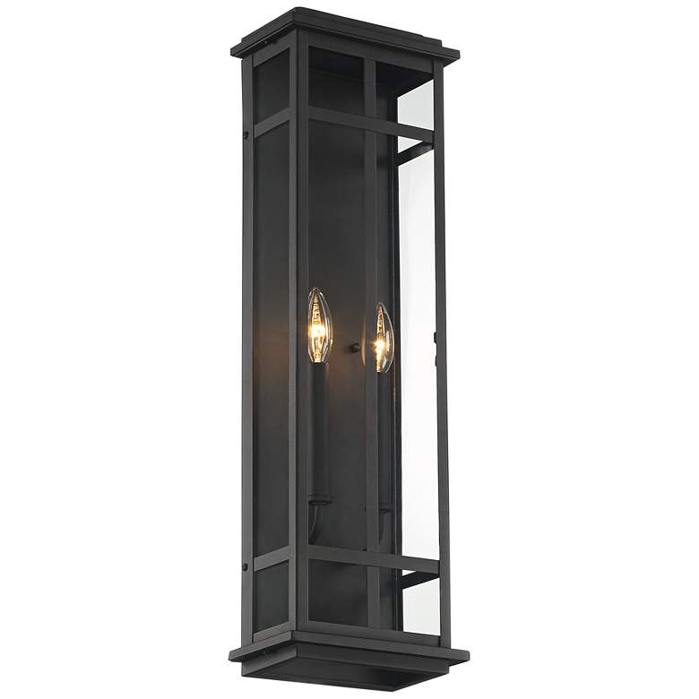 Image 5 Possini Euro Metrix 26 inch High Black 2-Light Rectangular Outdoor Light more views