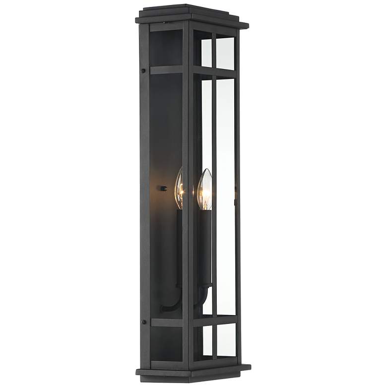 Image 6 Possini Euro Metrix 26 inch High Black 2-Light Rectangular Outdoor Light more views