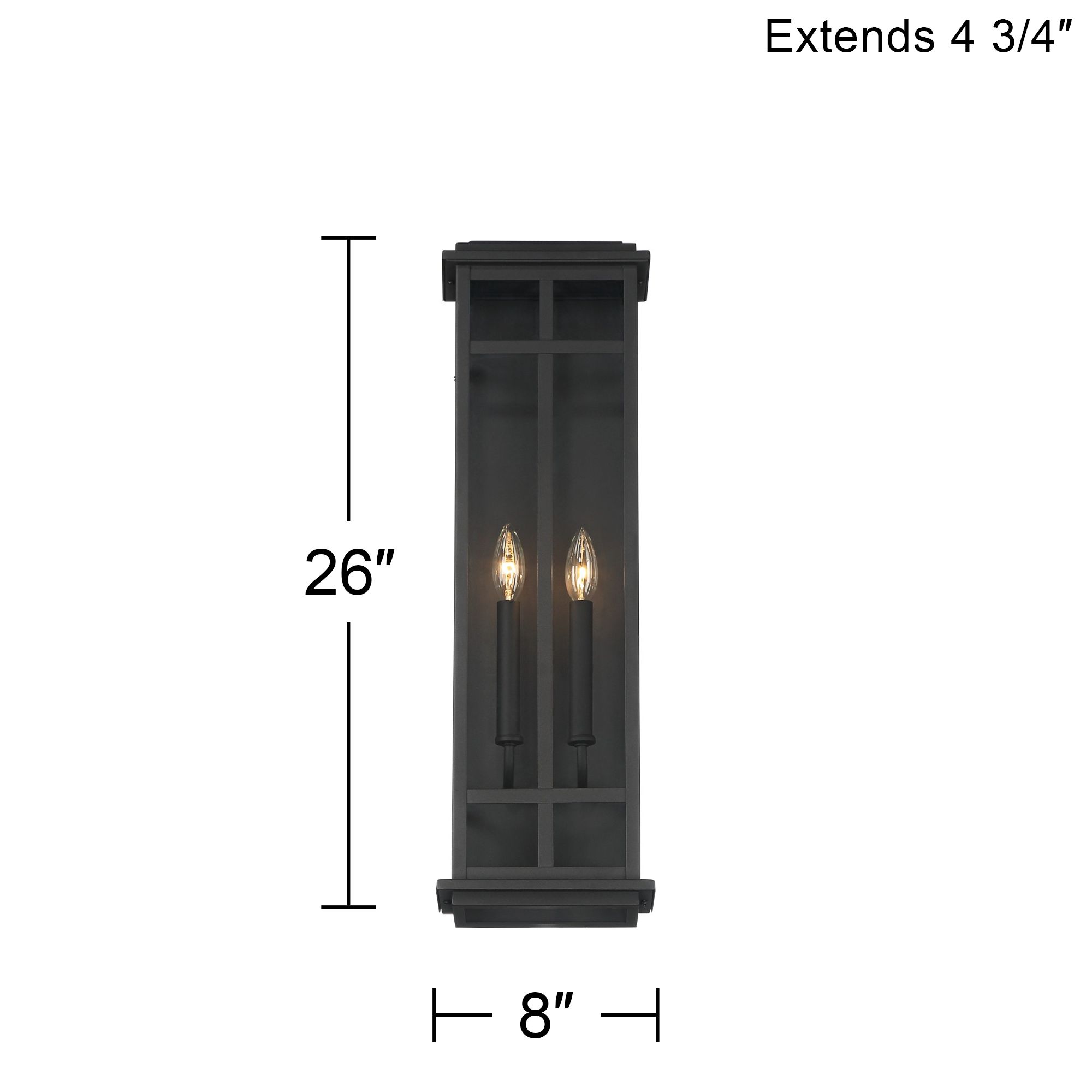 Possini Euro Metrix 26" High Black 2-Light Rectangular Outdoor Light