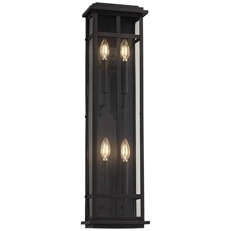 Image 2 Possini Euro Metrix 30" Black 4-Light Rectangular Outdoor Wall Light