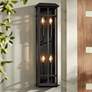 1_Possini Euro Metrix 30" Black 4-Light Rectangular Outdoor Wall Light