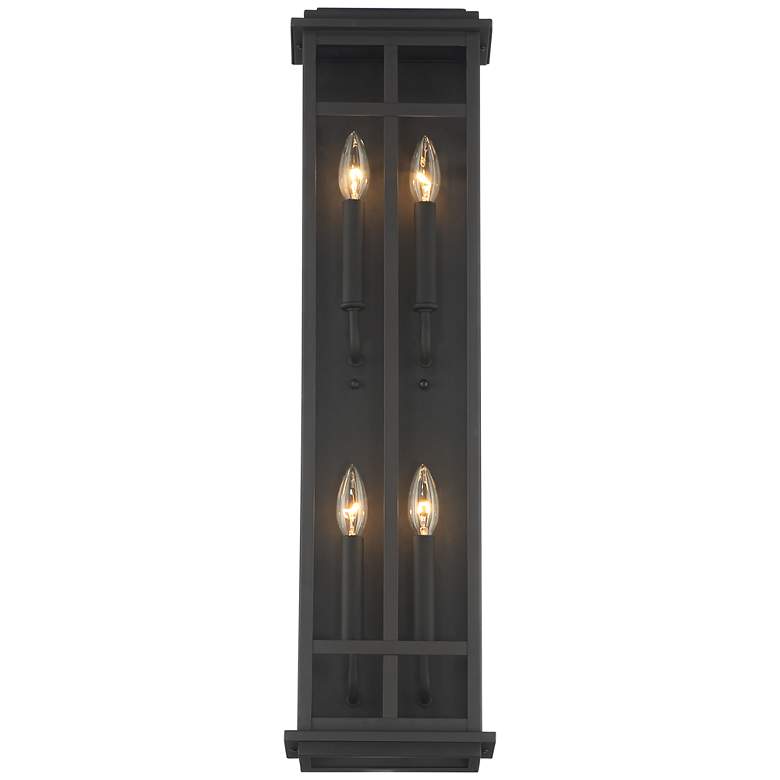 Image 4 Possini Euro Metrix 30" Black 4-Light Rectangular Outdoor Wall Light more views