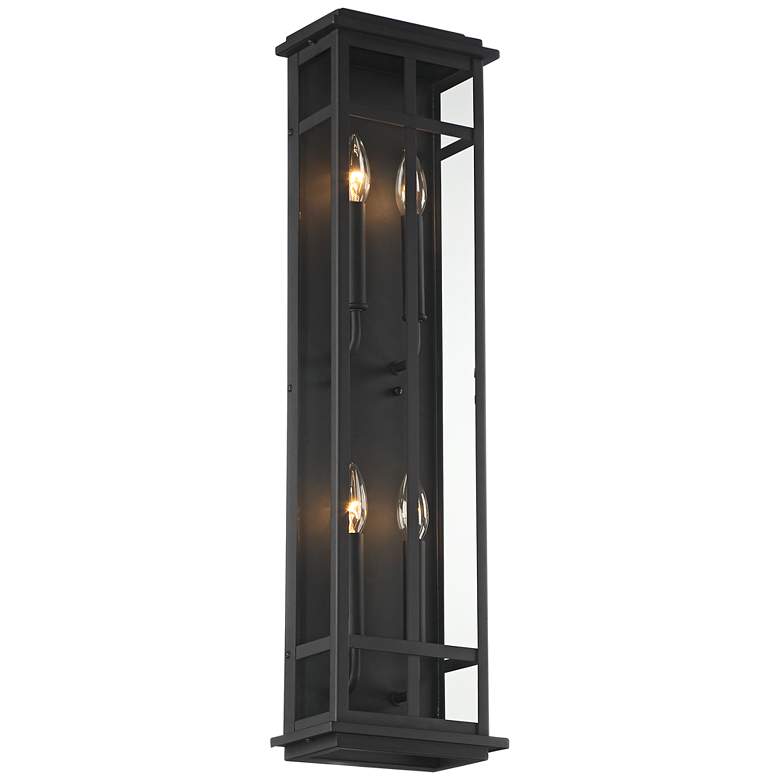 Image 5 Possini Euro Metrix 30" Black 4-Light Rectangular Outdoor Wall Light more views