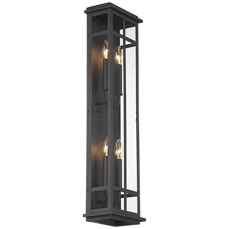 Image 6 Possini Euro Metrix 30" Black 4-Light Rectangular Outdoor Wall Light more views
