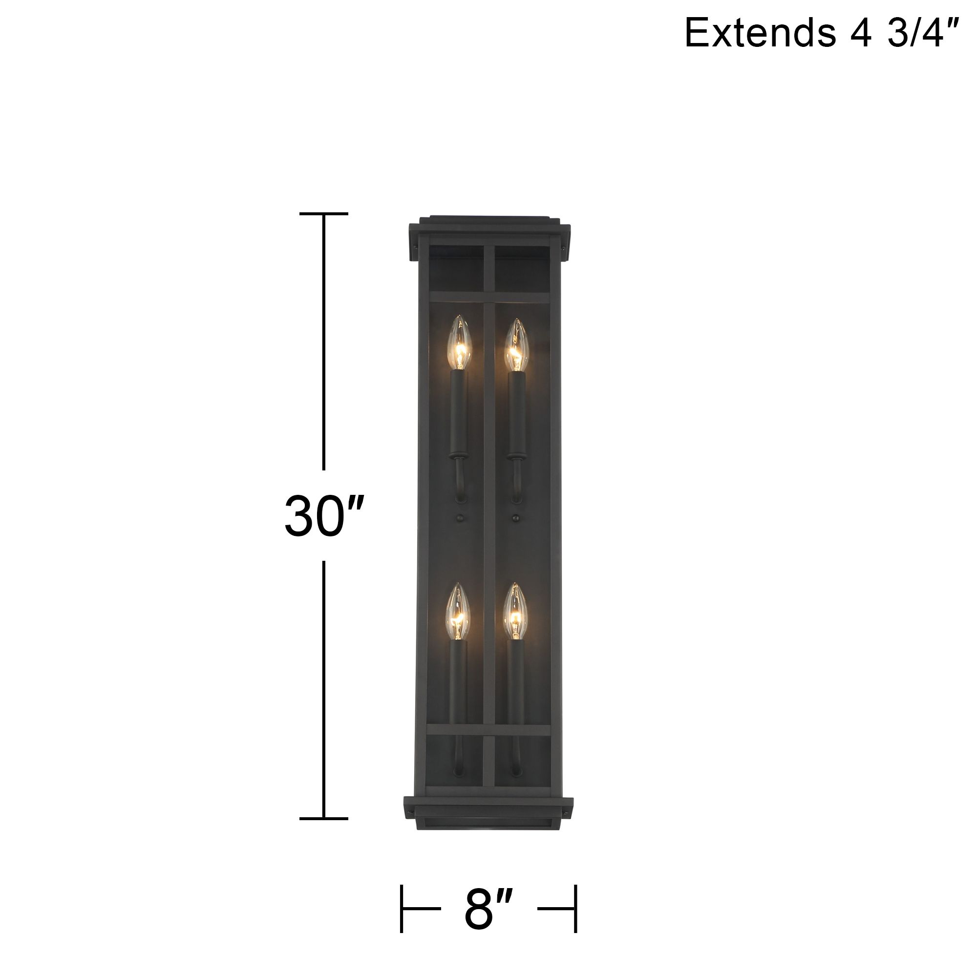 Possini Euro Metrix 30" Black 4-Light Rectangular Outdoor Wall Light