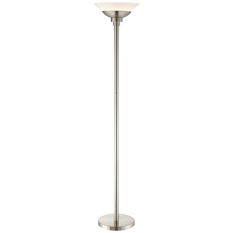 Image 2 Possini Euro Metro 71 inch High Modern Brushed Nickel Torchiere Floor Lamp
