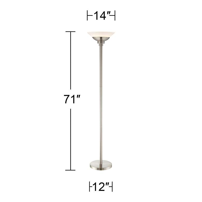 Image 5 Possini Euro Metro 71 inch High Modern Brushed Nickel Torchiere Floor Lamp more views