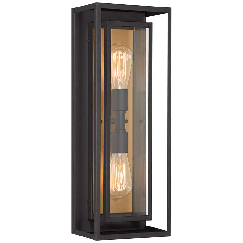 Image 3 Possini Euro Metropolis 22" High Black and Gold Outdoor Wall Light