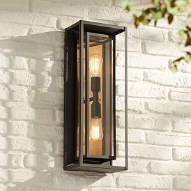 Image1 of Possini Euro Metropolis 22" High Black and Gold Outdoor Wall Light