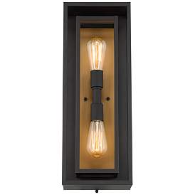 Image4 of Possini Euro Metropolis 22" High Black and Gold Outdoor Wall Light more views