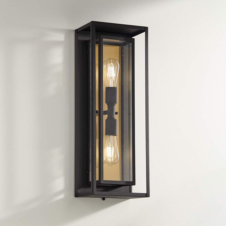 Image 1 Possini Euro Metropolis 22" High Black Gold Modern Wall Sconce