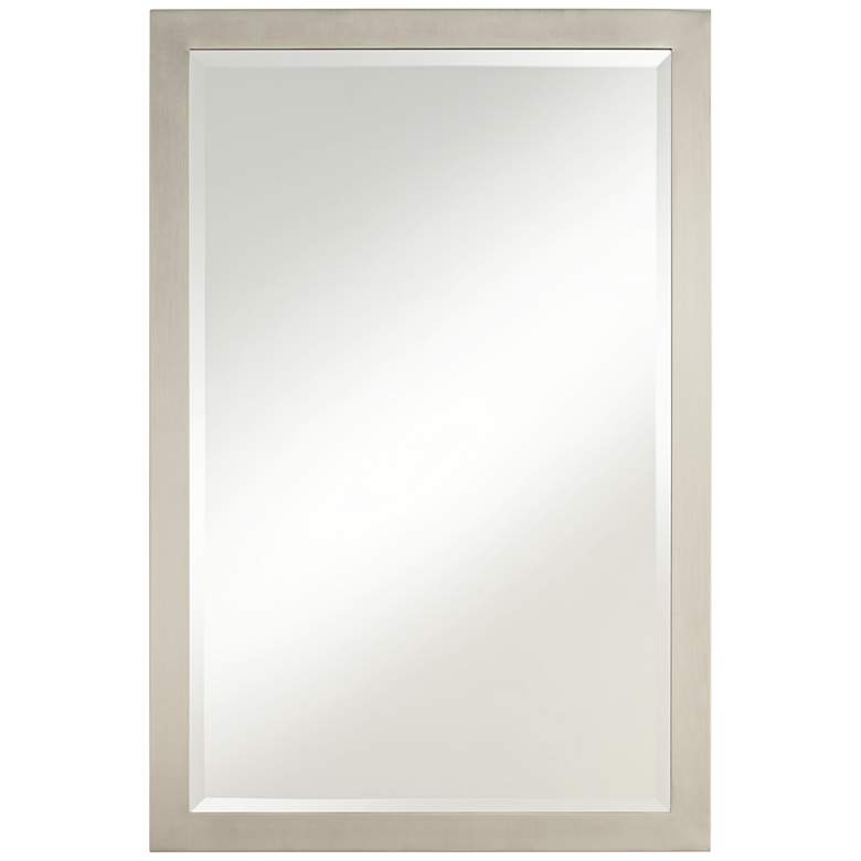 Image 3 Possini Euro Metzeo 33 inch x 22 inch Brushed Nickel Wall Mirror