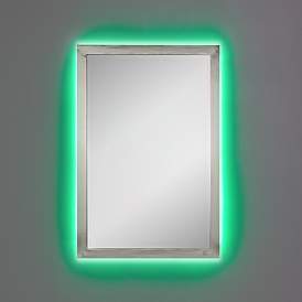 Image3 of Possini Euro Metzeo Brushed Nickel 22" x 33" LED Wall Mirror more views