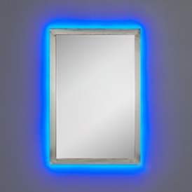 Image4 of Possini Euro Metzeo Brushed Nickel 22" x 33" LED Wall Mirror more views