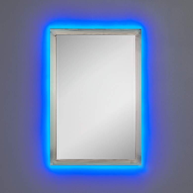 Image 4 Possini Euro Metzeo Brushed Nickel 22" x 33" LED Wall Mirror more views