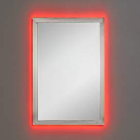 Image5 of Possini Euro Metzeo Brushed Nickel 22" x 33" LED Wall Mirror more views