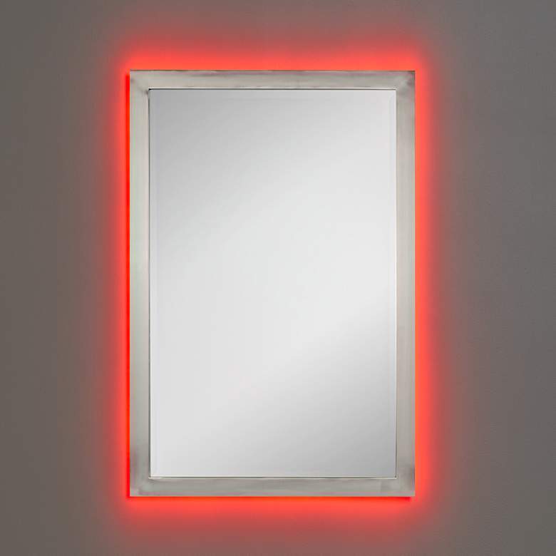 Image 5 Possini Euro Metzeo Brushed Nickel 22" x 33" LED Wall Mirror more views