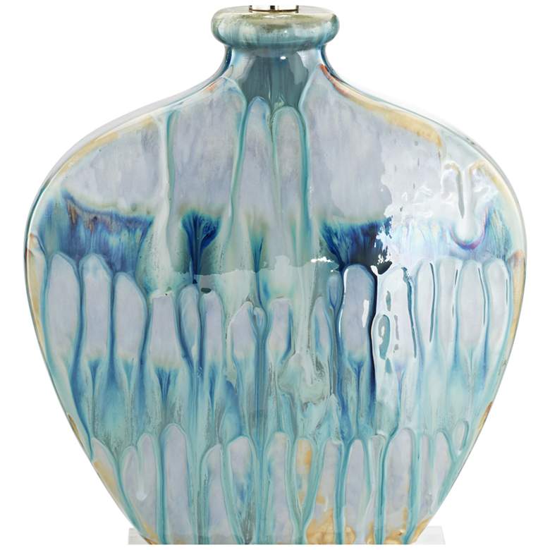 Image 4 Possini Euro Mia 25" Blue Drip Ceramic Lamp with Table Top Dimmer more views