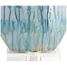 Image5 of Possini Euro Mia 25" Blue Drip Ceramic Lamp with Table Top Dimmer more views