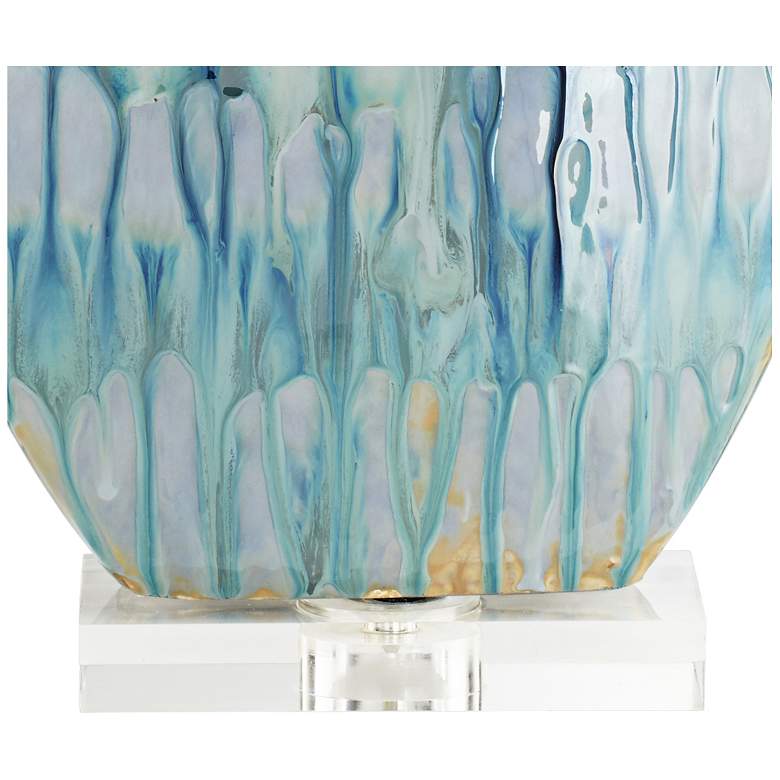 Image 5 Possini Euro Mia 25 inch Blue Drip Ceramic Lamp with Table Top Dimmer more views