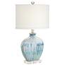 Possini Euro Mia 25" Blue Drip Ceramic Lamp with Table Top Dimmer