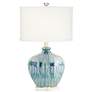 Possini Euro Mia 25"  Hand-Crafted Blue Drip Ceramic Table Lamp in scene