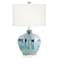 Possini Euro Mia 25"  Hand-Crafted Blue Drip Ceramic Table Lamp