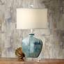 Possini Euro Mia 25"  Hand-Crafted Blue Drip Ceramic Table Lamp in scene