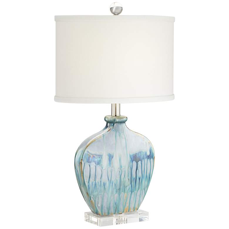 Image 7 Possini Euro Mia 25" Hand-Crafted Blue Drip Ceramic Table Lamp more views