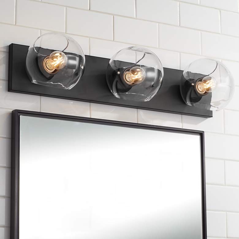 Image 1 Possini Euro Michaelis 26" Wide Black 3-Light Bath Light