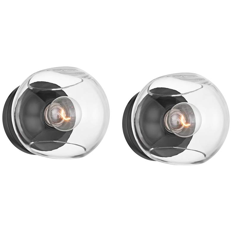 Image 2 Possini Euro Michaelis 6 1/4" High Black Wall Sconce Set of 2