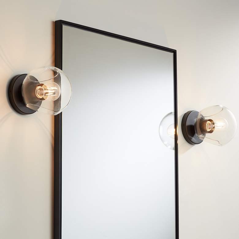 Image 1 Possini Euro Michaelis 6 1/4" High Black Wall Sconce Set of 2