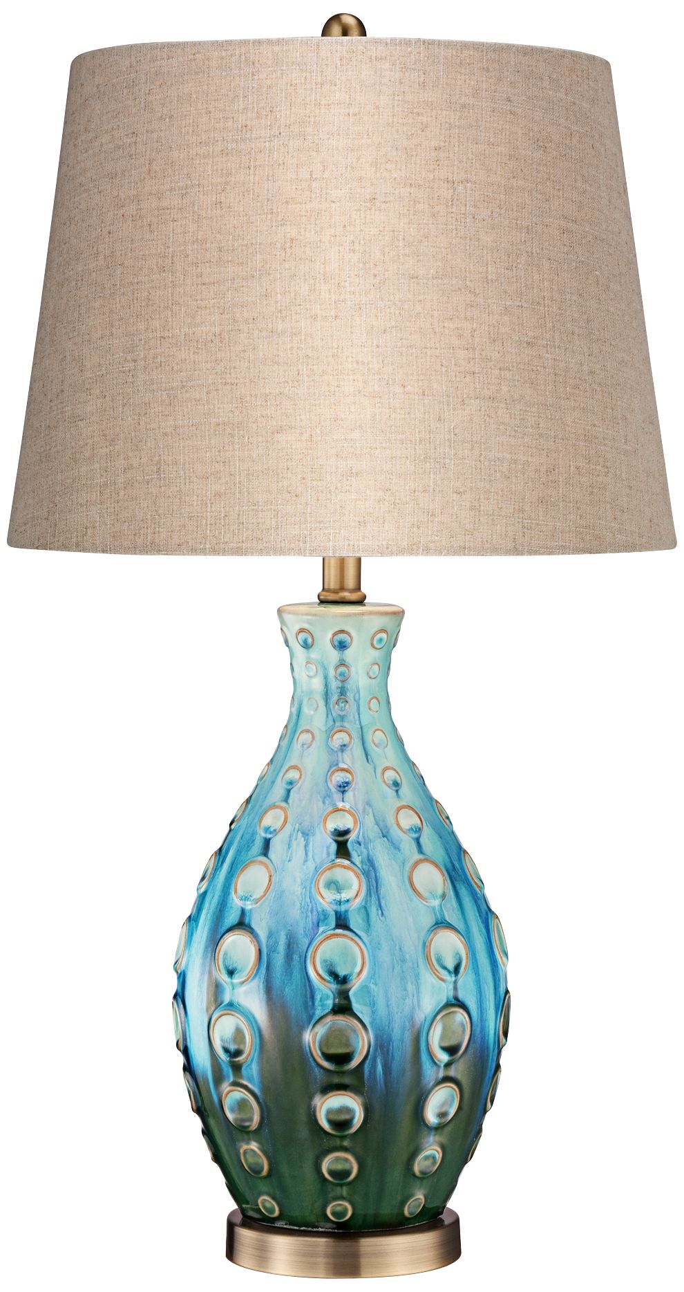Possini Euro Mid-Century Vase 26 1/2" Teal Ceramic Lamp with Dimmer