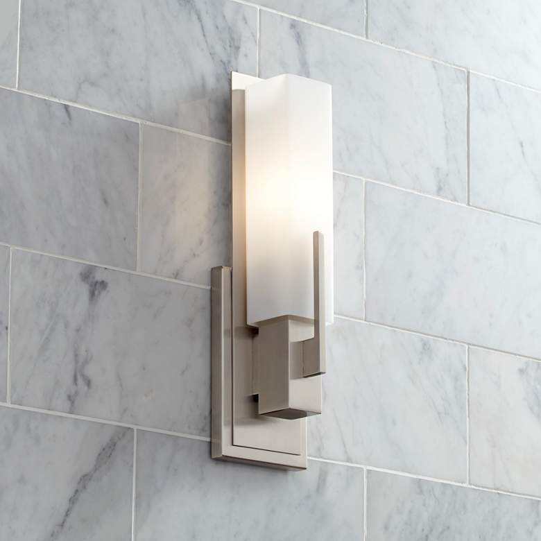 Image 7 Possini Euro Midtown 15" High Satin Nickel Wall Sconce Set of 2 more views
