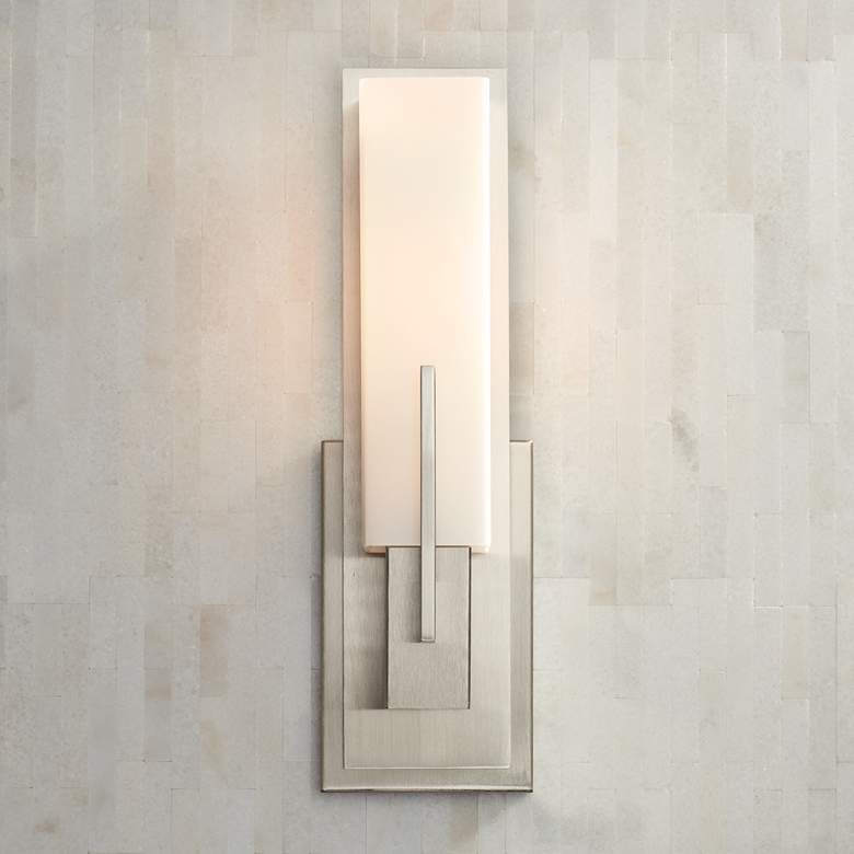 Image 7 Possini Euro Midtown 15 inch High Satin Nickel Wall Sconce more views