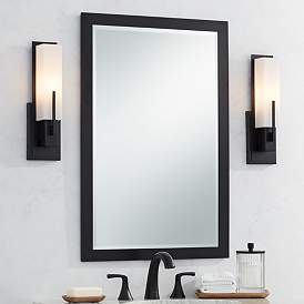 Image1 of Possini Euro Midtown 15" High White Glass Black Wall Sconce Set of 2
