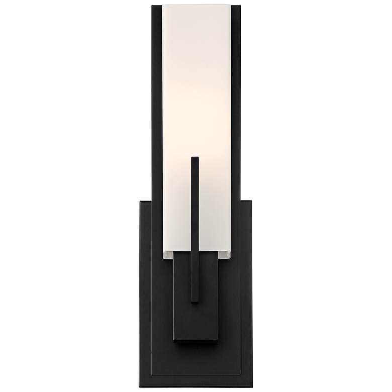 Image 4 Possini Euro Midtown 15" High White Glass Black Wall Sconce Set of 2 more views