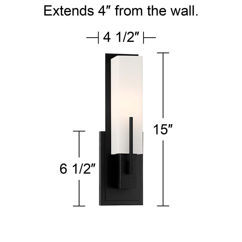 Image 7 Possini Euro Midtown 15" High White Glass Black Wall Sconce Set of 2 more views