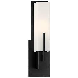 Image2 of Possini Euro Midtown 15" High White Glass Black Wall Sconce