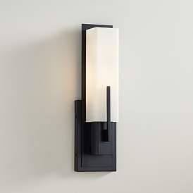 Image1 of Possini Euro Midtown 15" High White Glass Black Wall Sconce
