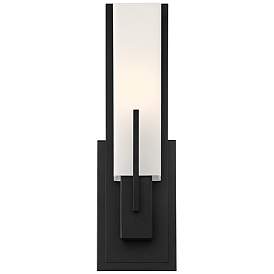 Image4 of Possini Euro Midtown 15" High White Glass Black Wall Sconce more views