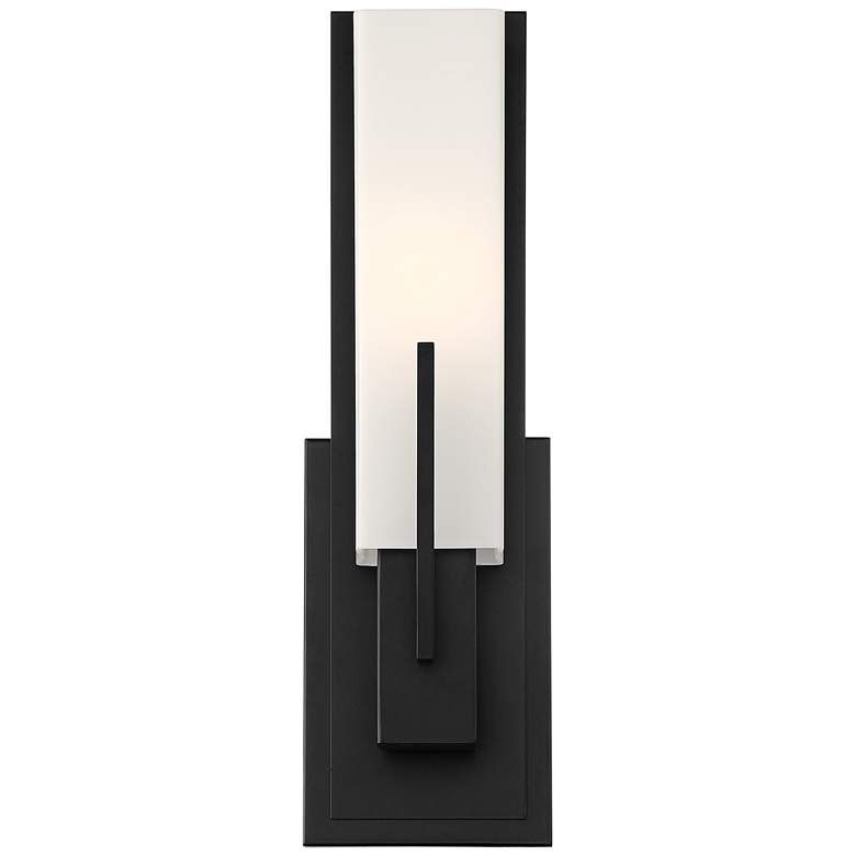 Image 4 Possini Euro Midtown 15 inch High White Glass Black Wall Sconce more views