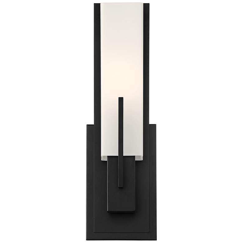Image 4 Possini Euro Midtown 15" High White Glass Black Wall Sconce more views