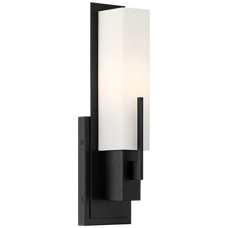 Image 5 Possini Euro Midtown 15 inch High White Glass Black Wall Sconce more views
