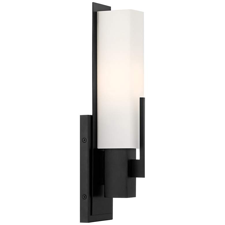 Image 6 Possini Euro Midtown 15 inch High White Glass Black Wall Sconce more views