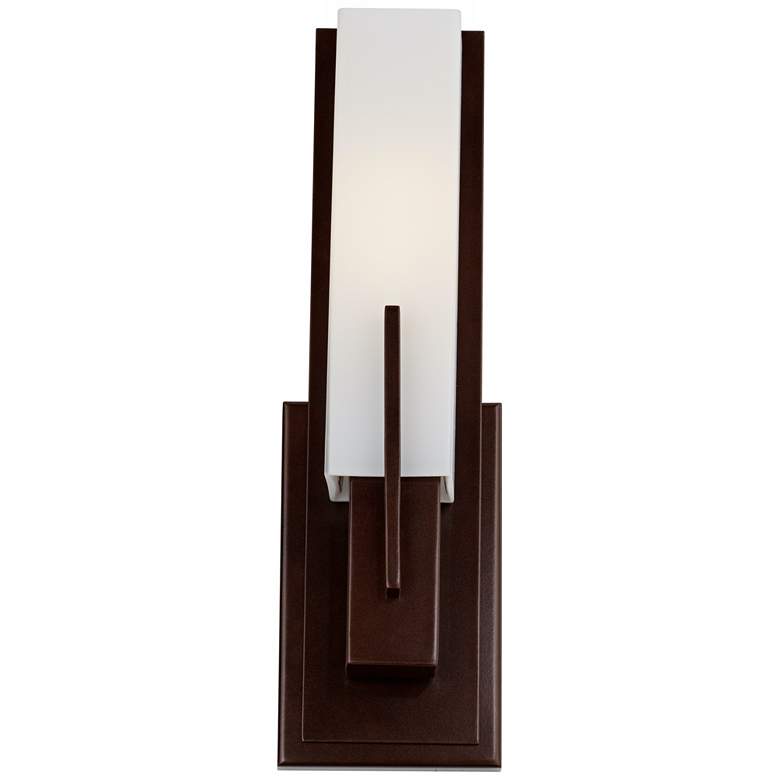 Image 5 Possini Euro Midtown 15" High White Glass Bronze Wall Sconce Set of 2 more views